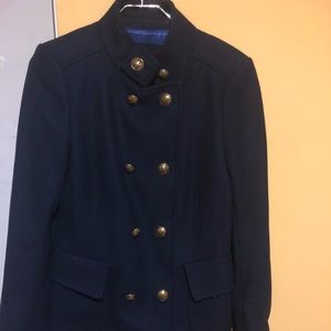 Navy blue long wool coat